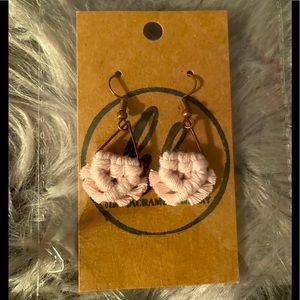 NIB Small Pink Macramé Dangle Earrings